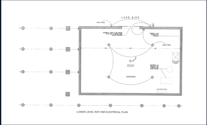 Lower Level RCP and Electrical Plan — Panel, Crawlspace, Mechanical Electrical