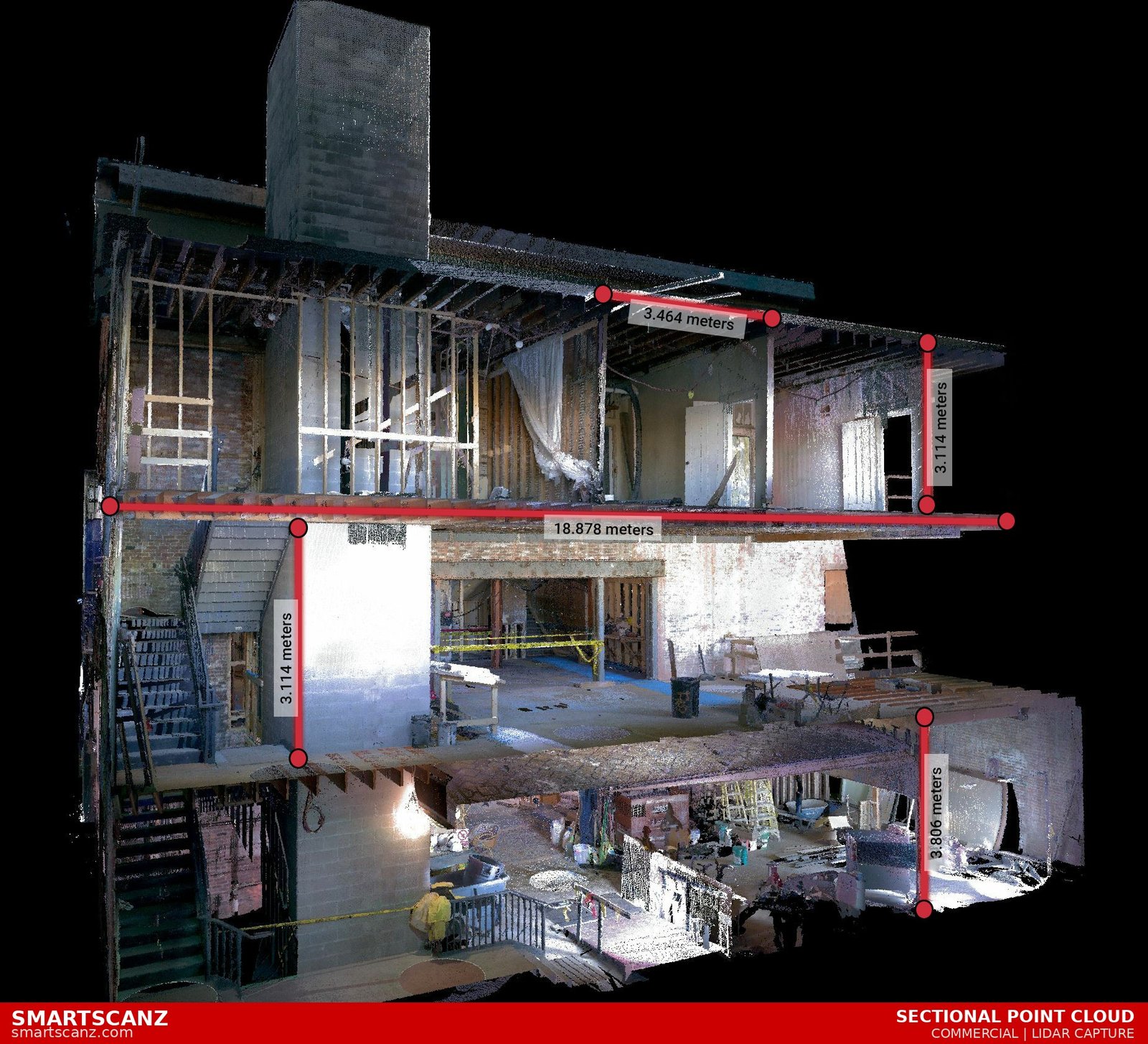 Commercial Sectional Point Cloud Exterior Elevation